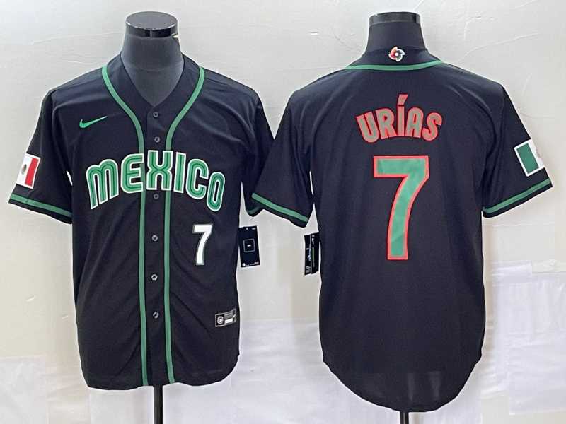 Mens Mexico Baseball #7 Julio Urias Number 2023 Black World Classic Stitched Jersey->2023 world baseball classic->MLB Jersey